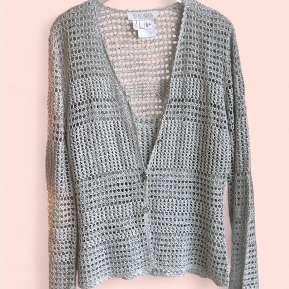 Vintage made in Italy Escada crochet sweater and stop set
